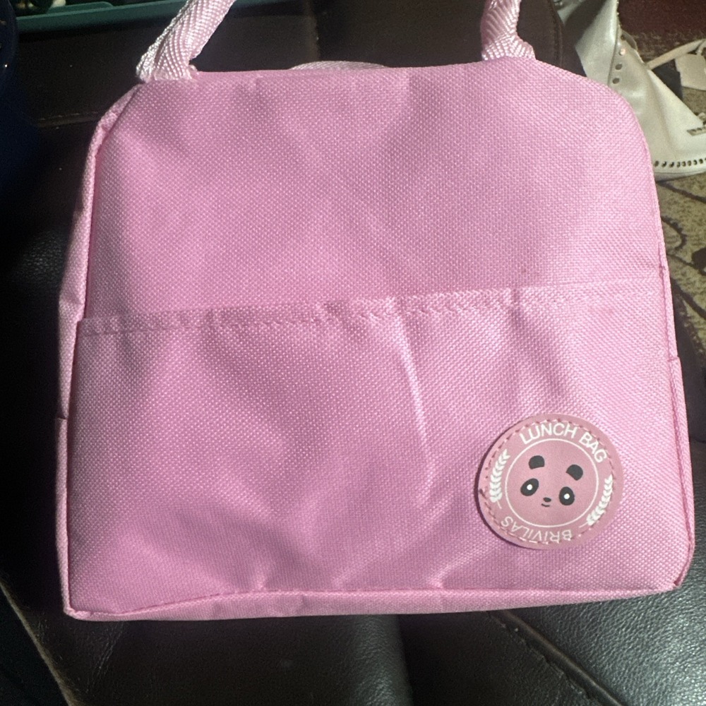 Insulated Lunch Bag Cooler Carry Handles Bag PINK Zip Closure, Open Side Pocket